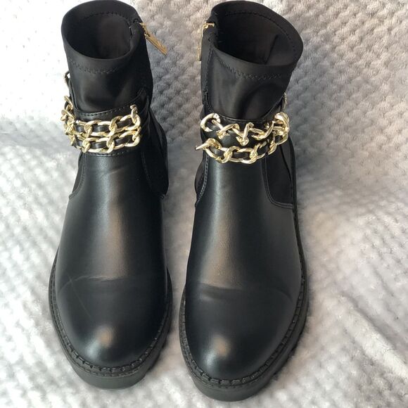 Jones New York Shoes - Jones New York Womens Sz 7 Black Ollee Chain Link Ankle Boot Bootie Black